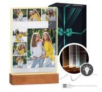 Maverton Cornice LED luminosa con supporto in legno - Quadro in vetro acrilico personalizzato con collage di foto - Lampada con foto per donna per il compleanno - - Amica - L - 15x24x4,5cm