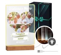Maverton Cornice LED luminosa con supporto in legno - Quadro in vetro acrilico personalizzato con collage di foto - Per coppia per anniversario o casa nuova - Affetto - XL - 21x32x4,5cm