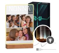 Maverton Cornice LED luminosa con supporto in legno - Quadro in vetro acrilico personalizzato con collage di foto - Lampada con foto per donna per il compleanno - - Nonna - XL - 21x32x4,5cm