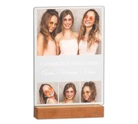 Maverton Cornice LED luminosa con supporto in legno - Quadro in vetro acrilico personalizzato con collage di foto - Lampada con foto per uomo per il compleanno - 21x32x4,5cm - Amiche