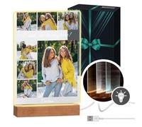 Maverton Cornice LED luminosa con supporto in legno - Quadro in vetro acrilico personalizzato con collage di foto - Lampada con foto per donna per il compleanno - - Amica - XL - 21x32x4,5cm