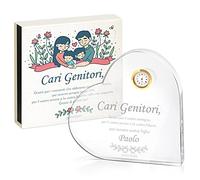 Maverton Cuore di Vetro con Orologio - Soprammobili Moderni con Incisione - in Scatola Personalizzata - Confetti e Decorazioni Casa - Idee Regalo per Anniversario - Genitori