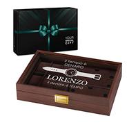 Maverton custodia per gli orologi e occhiali - incisione personalizzata - scatola con gli scomparti - per 6 orologi e 3 occhiali da sole - in legno - per il compleanno - Orologio