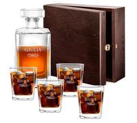 Maverton Decanter per Whisky in vetro - incisione personalizzata - Caraffa in vetro da 700 ml + 4/6 Set bicchieri whisky - idea regalo per la donna - infinito