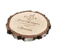 Maverton Dischetto di Legno - Personalizzazione ad Incisione Laser - diametro 16-22 cm - spessore 1,5-2,5 cm - in Legno Grezzo di Betulla - con Corteccia - per Lei - Amore