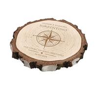 Maverton Fetta di Legno Personalizzata - Incisione Laser - diametro da 16 a 22 cm - spessore da 1,5 a 2,5 cm - Legno Grezzo - Betulla con Corteccia - per la Copia - Rosa dei venti