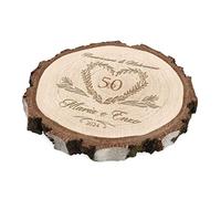 Maverton Fetta di Legno Personalizzata - Incisione Laser - diametro da 16 a 22 cm - spessore da 1,5 a 2,5 cm - Legno Grezzo - Betulla con Corteccia - per la Copia - Anniversario