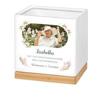Maverton Fioriera - ceramica - stampa personalizzata - dimensioni 13,5 x 13 x 13 cm - vassoio sottovaso - vaso per fiori quadrato - regalo feste - pensiero originale per donna - sogni