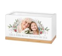 Maverton Fioriera in ceramica - dimensioni 25,7 x 13,5 x 14cm - stampa personalizzata - vassoio sottovaso - vaso per fiori rettangolare - pensiero originale per donna - cara nonna