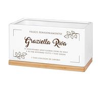Maverton Fioriera in ceramica - dimensioni 25,7 x 13,5 x 14cm - stampa personalizzata - vassoio sottovaso - vaso per fiori rettangolare - pensiero originale per donna - foglie di tiglio