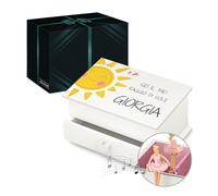 Maverton Jewelkeeper carillon portagioie con cassetto - Con stampa personalizzata - Carillon portagioielli musicale con ballerina - per Battesimo Prima Comunione o Compleanno bambina - Sole