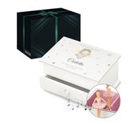 Maverton Jewelkeeper carillon portagioie con cassetto - Con stampa personalizzata - Carillon portagioielli musicale con ballerina - per Battesimo Prima Comunione o Compleanno bambina - Notte