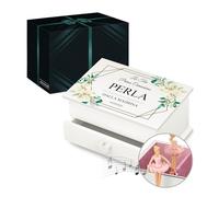 Maverton Jewelkeeper carillon portagioie con cassetto - Con stampa personalizzata - Carillon portagioielli musicale con ballerina - per Battesimo Prima Comunione o Compleanno bambina - Giglio