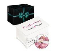 Maverton Jewelkeeper carillon portagioie - Con stampa personalizzata - Carillon portagioielli musicale con ballerina - per Battesimo o Prima Comunione bambina - Compleanno - Cuore