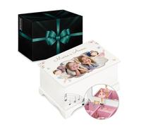 Maverton Jewelkeeper Carillon portagioie - con Stampa Personalizzata - Carillon portagioielli Musicale con Ballerina - per Battesimo o Prima Comunione Bambina - Compleanno - Sorelle