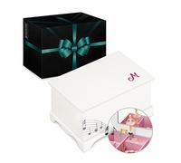Maverton Jewelkeeper Carillon portagioie - con Stampa Personalizzata - Carillon portagioielli Musicale con Ballerina - per Battesimo o Prima Comunione Bambina - Compleanno - Lettera