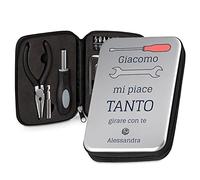 Maverton Kit di Attrezzi Compatto - Personalizzazione Stampata a Colori - Mini - Cassetta Attrezzi - Tascabile - Dimensioni 16 x 11 cm - regalo uomo - Giravite