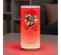 Maverton Lampada Personalizzata Led - Luce Notturna Idee Regalo Donna Compleanno - Lampada Camera da Letto 6 Colori Anello Touch - Per Mamma Coppia Anniversario Matrimonio Sposi