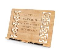 Maverton Leggio da tavolo per libri in bambù - 39cm x 24cm x 3cm - con incisione personalizzata - angolo di inclinazione regolabile - pensiero speciale per l’ uomo - selezionatore