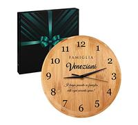 Maverton Orologio da parete Vintage in bambù - rotondo - con stampa personalizzata - diametro: 26 cm - alimentato da batteria AA - regalo di matrimonio unico per la coppia - Il tempo prezioso