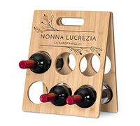 Maverton Portabottiglie da vino - Spazio per 6 bottiglie - Con stampa personalizzata - In legno di bambù - Cantinetta per gli alcolici - Per donna - Casa nuova - Per Lei - fiori