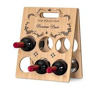Maverton Portabottiglie da vino - Spazio per 6 bottiglie - Con stampa personalizzata - In legno di bambù - Cantinetta per gli alcolici - Per donna - Casa nuova - Per Lei - casa