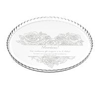 Maverton Portatorta in Vetro Trasparente - Incisione Laser Personalizzata - Piatto Tondo Porta Dolce con la Tua Dedica Incisa - Sottotorta da ca. 32,5cm - regalo donna - Rose