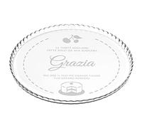 Maverton Portatorta in Vetro Trasparente - Incisione Laser Personalizzata - Piatto Tondo Porta Dolce con la Tua Dedica Incisa - Sottotorta da ca. 32,5cm - regalo donna - Torta