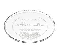 Maverton Portatorta in Vetro Trasparente - Incisione Laser Personalizzata - Piatto Tondo Porta Dolce con la Tua Dedica Incisa - Sottotorta da ca. 32,5cm - regalo donna - Addio al Nubilato