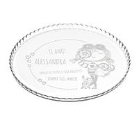 Maverton Portatorta in Vetro Trasparente - Incisione Laser Personalizzata - Piatto Tondo Porta Dolce con la Tua Dedica Incisa - Sottotorta da ca. 32,5cm - regalo donna - Biscotti