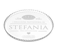 Maverton Portatorta in Vetro Trasparente - Incisione Laser Personalizzata - Piatto Tondo Porta Dolce con la Tua Dedica Incisa - Sottotorta da ca. 32,5cm - regalo donna - Pasticceria