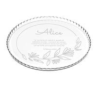 Maverton Portatorta in Vetro Trasparente - Incisione Laser Personalizzata - Piatto Tondo Porta Dolce con la Tua Dedica Incisa - Sottotorta da ca. 32,5cm - regalo donna - Volantino