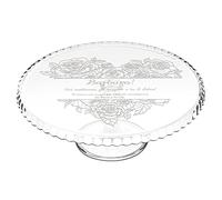 Maverton Portatorta in Vetro Trasparente - Incisione Laser Personalizzata - Piatto Tondo Porta Dolce Rialzato su un Piede - Alzata per Dolci - regalo donna - Rose