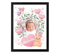 Maverton Poster personalizzato in cornice 33x43cm con la tua foto - Cornice in legno nera - Collage fotografico da appendere - Decorazione per compleanno ragazze e donne - Bimba