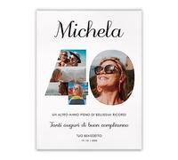 Maverton Quadro con foto - stampa personalizzata - foto e scritte personalizzate - tela con fotografie grande o piccola - pensiero originale donna per compleanno - quarantesimo - 30 x 40 cm