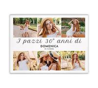 Maverton Quadro con foto - stampa personalizzata - foto e scritte personalizzate - tela con fotografie grande o piccola - pensiero originale donna per compleanno - pazzi 30-30 x 40 cm