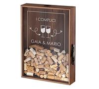 Maverton Raccogli tappi di sughero o birra - con stampa personalizzata - in legno - cavatappi per vino e birra con un coltellino - scatola porta tappi - idee regalo - complici