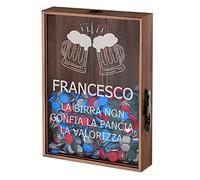 Maverton Raccogli Tappi di Sughero o Birra - con Stampa Personalizzata - in Legno - cavatappi per Vino e Birra con Un coltellino - Scatola Porta Tappi - Regalo Uomo - Brindisi