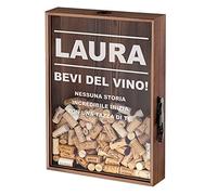 Maverton Raccogli tappi di sughero o birra - con stampa personalizzata - in legno - cavatappi per vino e birra con un coltellino - scatola porta tappi - regalo donna - Laura