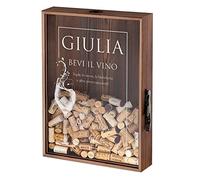 Maverton Raccogli tappi di sughero o birra - con stampa personalizzata - in legno - cavatappi per vino e birra con un coltellino - scatola porta tappi - regalo donna - calice
