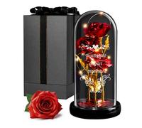 Maverton Rosa Stabilizzata con LED Personalizzata - Regalo Donna Compleanno Elegante - Rosa Eterna in Cupola di Vetro - Idee Regalo Donna - Dimensioni 21 cm x 11 cm