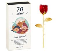Maverton Rosa Stabilizzata Eterna in Vetro in Scatola Personalizzata - Rose stabilizzate di Cristallo - Soprammobili moderni - Rosso - Oro - Idea Regalo Donna - nonna