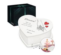 Maverton Scatola musicale portagioie con ballerina - Carillon portagioie personalizzato con specchio - Jewelkeeper cuore portagioielli per ragazza - per Prima Comunione o Compleanno - Mano
