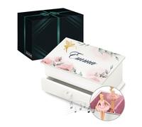 Maverton Scatola musicale portagioie con ballerina - Stampa personalizzata - Carillon portagioie con cassetto - Jewelkeeper carillon portagioielli per donna - Cofanetto per compleanno - Emma