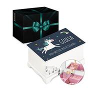 Maverton Scatola Musicale portagioie con Ballerina - Stampa Personalizzata - Carillon portagioie - Jewelkeeper Carillon portagioielli per Compleanno - Prima Comunione Bambina - Unicorno