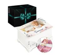 Maverton Scatola Musicale portagioie con Ballerina - Stampa Personalizzata - Carillon portagioie - Jewelkeeper Carillon portagioielli per Compleanno - Prima Comunione Bambina - Fata