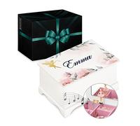 Maverton Scatola musicale portagioie con ballerina - Stampa personalizzata - Carillon portagioie - Jewelkeeper carillon portagioielli per compleanno - Prima Comunione bambina - Emma