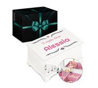 Maverton Scatola musicale portagioie con ballerina - Stampa personalizzata - Carillon portagioie - Jewelkeeper carillon portagioielli per compleanno - Prima Comunione bambina - Rosa