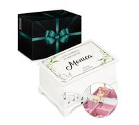 Maverton Scatola musicale portagioie con ballerina - Stampa personalizzata - Carillon portagioie - Jewelkeeper carillon portagioielli per compleanno - Prima Comunione bambina - Colomba