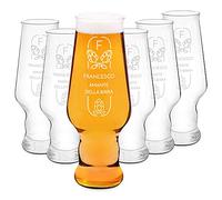 Maverton set Bicchieri per la Birra x6 - particolari - in vetro con personalizzazione - capienza 400 ml - H20 cm x Ø7,8 cm - Perfetti per ogni uomo amante della buona Birra - birra